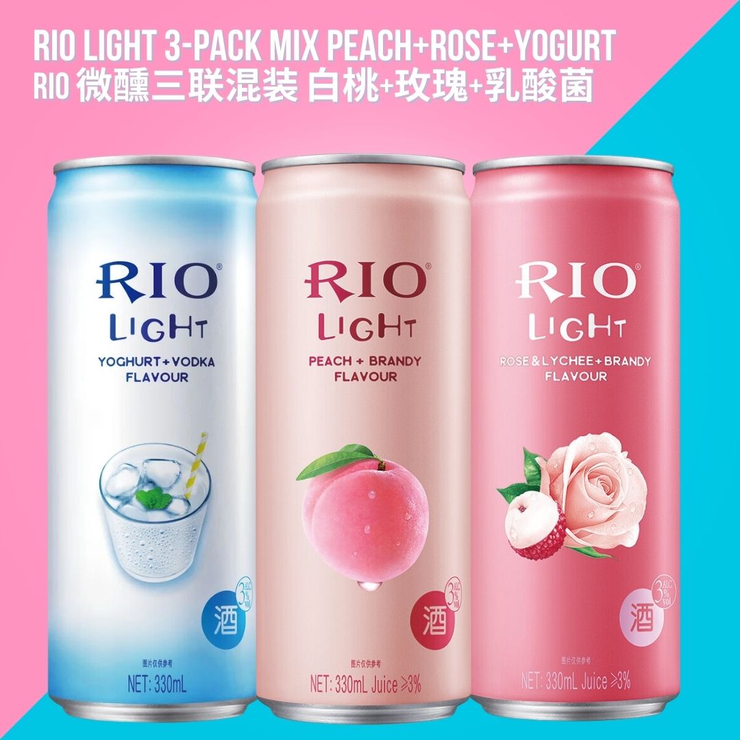 RIO Light 3 - Pack Mix Peach+Rose+Yogurt 微醺三联混装 白桃+玫瑰+乳酸菌 330ml x 8 x 3 (Copy) - BevSale