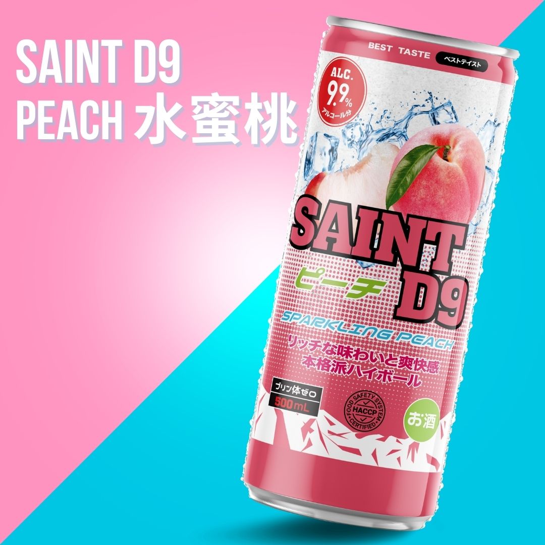 Saint D9 Peach 水蜜桃 24 x 500ml - BevSale